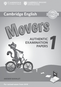 Cambridge English Movers 1 for Revised Exam from 2018 Answer Booklet